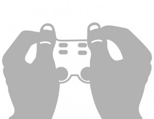 Vector two hands holding a video game joystick