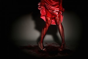 Scary Woman Dripping in Blood Wearing Prom Dress