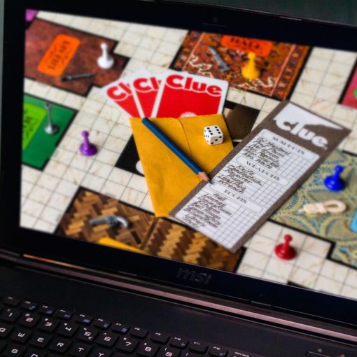clue board game on laptop screen