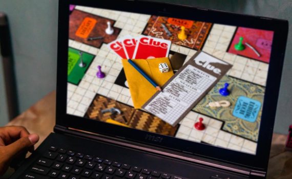 clue board game on laptop screen